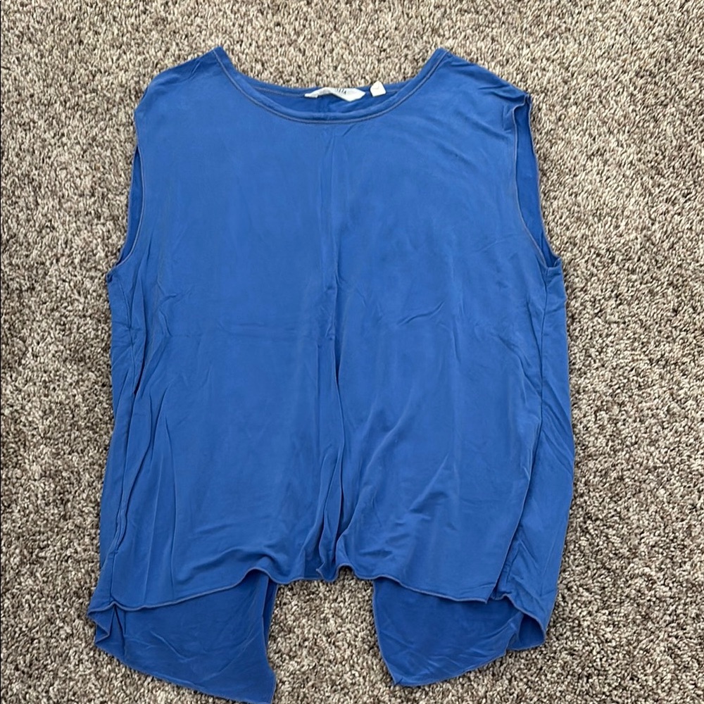 Athleta Asymmetrical Blue Sleeveless Muscle Tee
